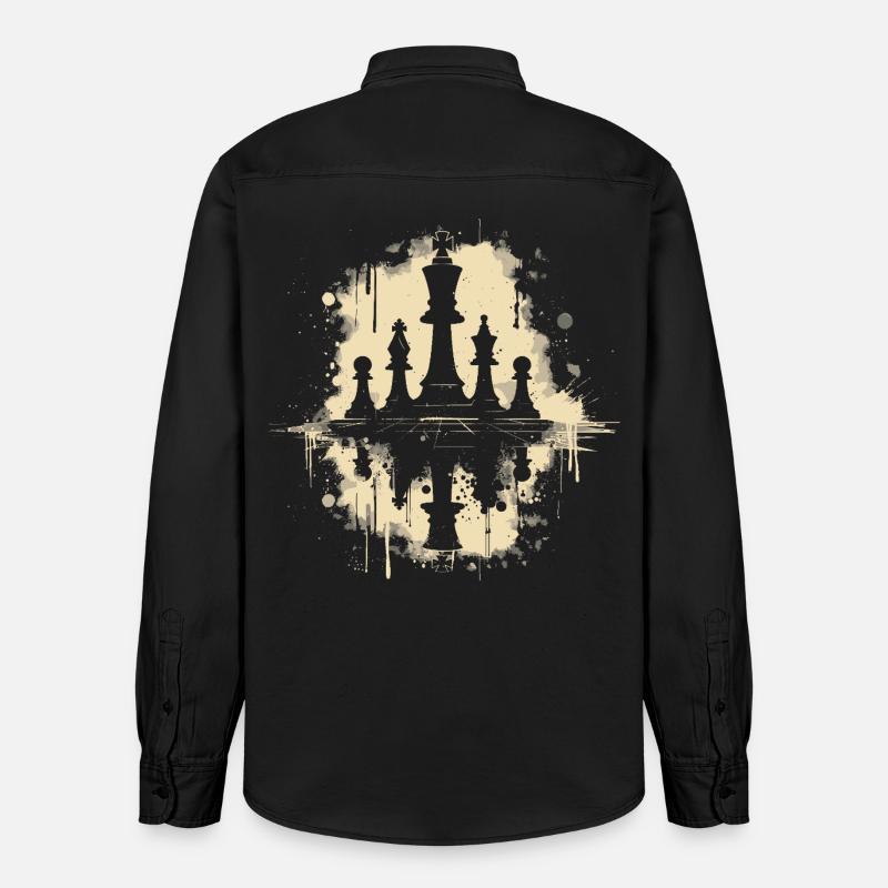 Pièces d’échecs Graffiti - Chemise unisexe coupe décontractée bio Stanley/Stella - noir délavé