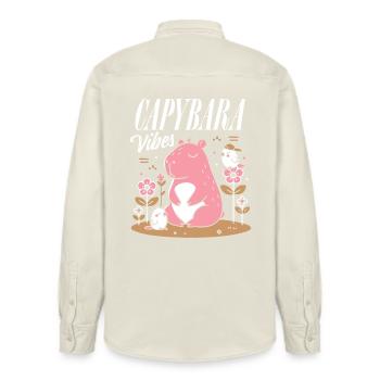 Relaxed Capybara Vibes - Relaxed Fit Unisex Organic Shirt by Stanley/Stella - soft Ecru - Back - AI Model Male 178 light (178cm)