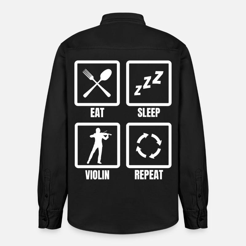 Manger dormir Violon Répéter - Chemise unisexe coupe décontractée bio Stanley/Stella - noir délavé