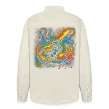 Colorful Guitar Expression - Relaxed Fit Unisex Organic Shirt by Stanley/Stella - soft Ecru - Back - AI Model Male 178 light (178cm)