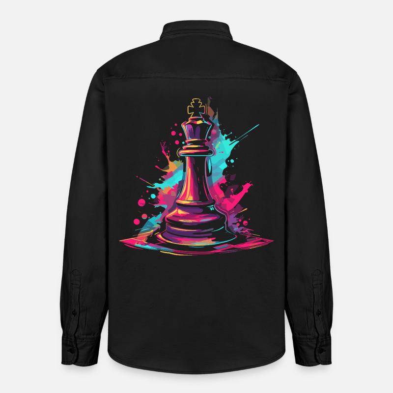 Graffiti d’échecs - Chemise unisexe coupe décontractée bio Stanley/Stella - noir délavé
