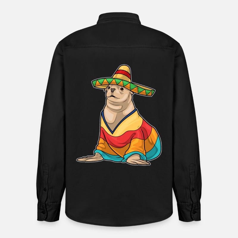 Chapeau mexicain de phoque - Chemise unisexe coupe décontractée bio Stanley/Stella - noir délavé