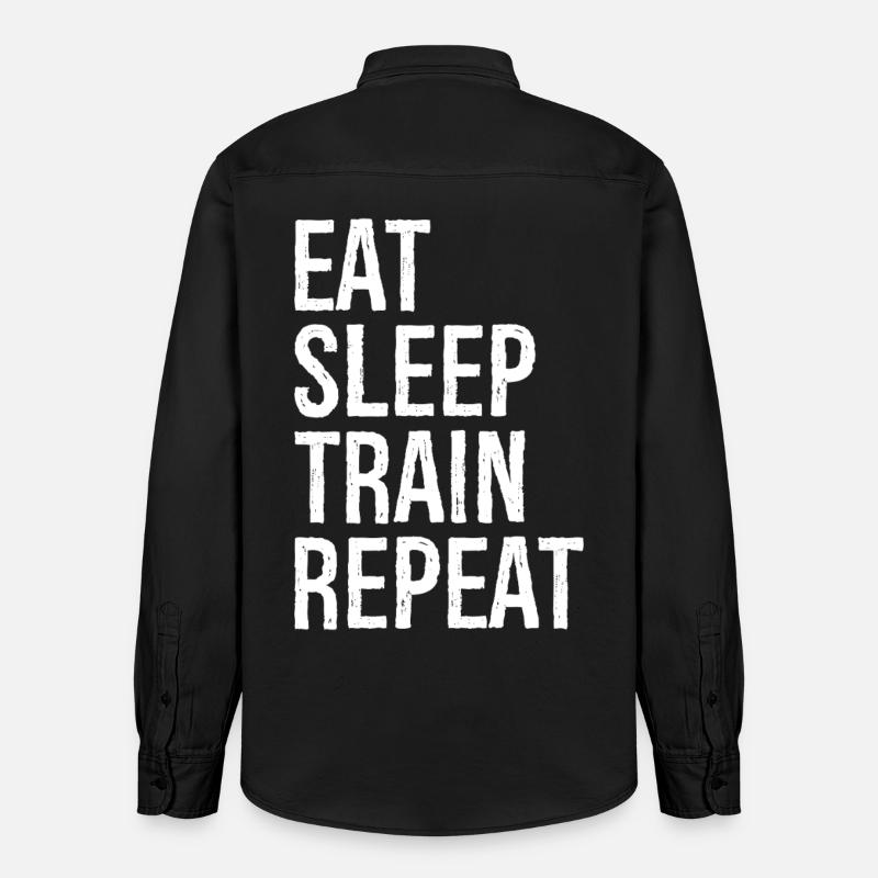 Manger Dormir Train Répéter - Chemise unisexe coupe décontractée bio Stanley/Stella - noir délavé