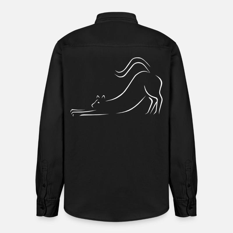 Dessin au trait de chat - Chemise unisexe coupe décontractée bio Stanley/Stella - noir délavé