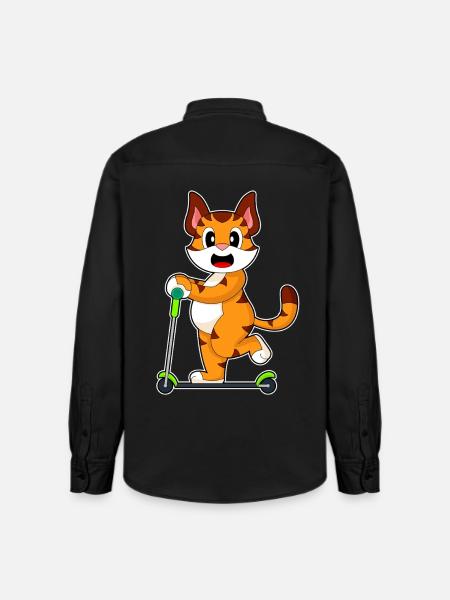 Tiger Scooter - Relaxed Fit Unisex Organic Shirt by Stanley/Stella - washed black