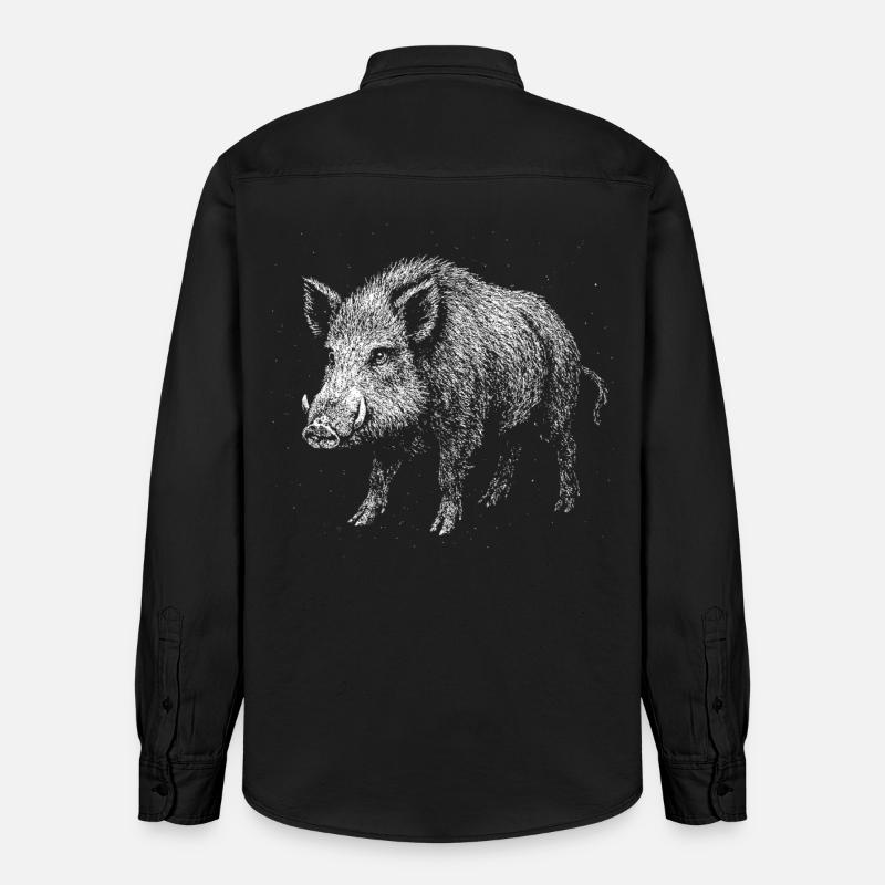Wild boar - Relaxed Fit Unisex Organic Shirt by Stanley/Stella - washed black