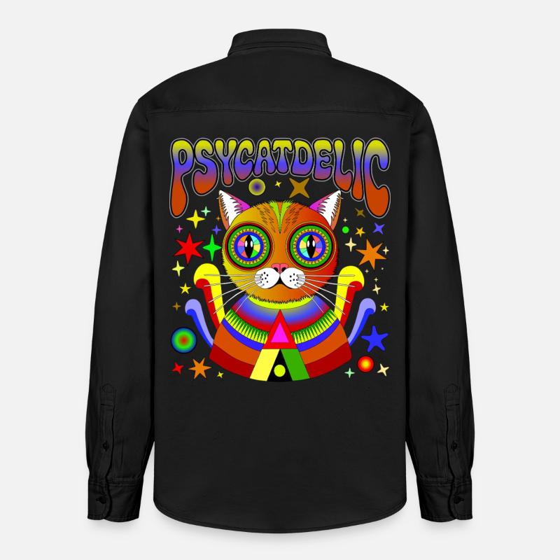 PSYCATDELIC - Relaxed Fit Unisex Organic Shirt by Stanley/Stella - washed black