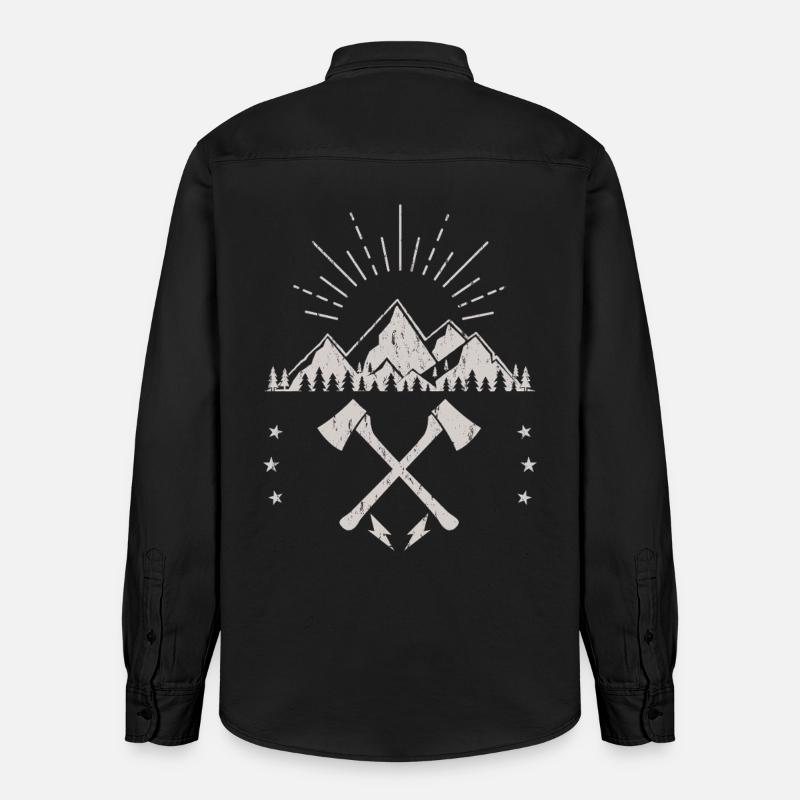 Robustes Berg-Sonnenaufgangsaxt-Emblem - Relaxed Fit Unisex Organic Hemd von Stanley/Stella - washed Black