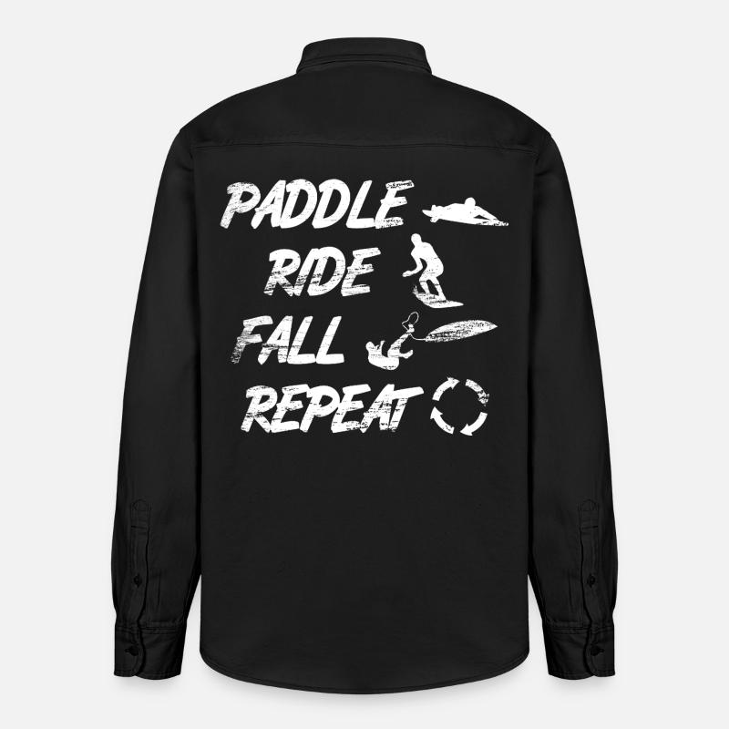 Paddle Ride Fall Repeat - Relaxed Fit Unisex Organic Hemd von Stanley/Stella - washed Black