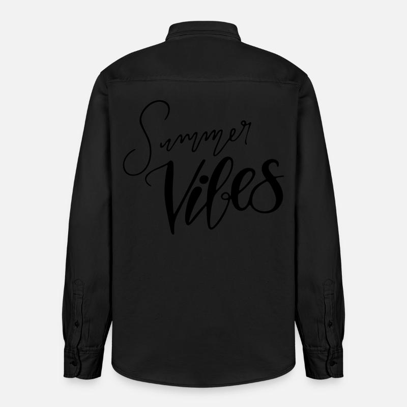 Lettrage à la main « Summer Vibes » Différentes couleurs - Chemise unisexe coupe décontractée bio Stanley/Stella - noir délavé
