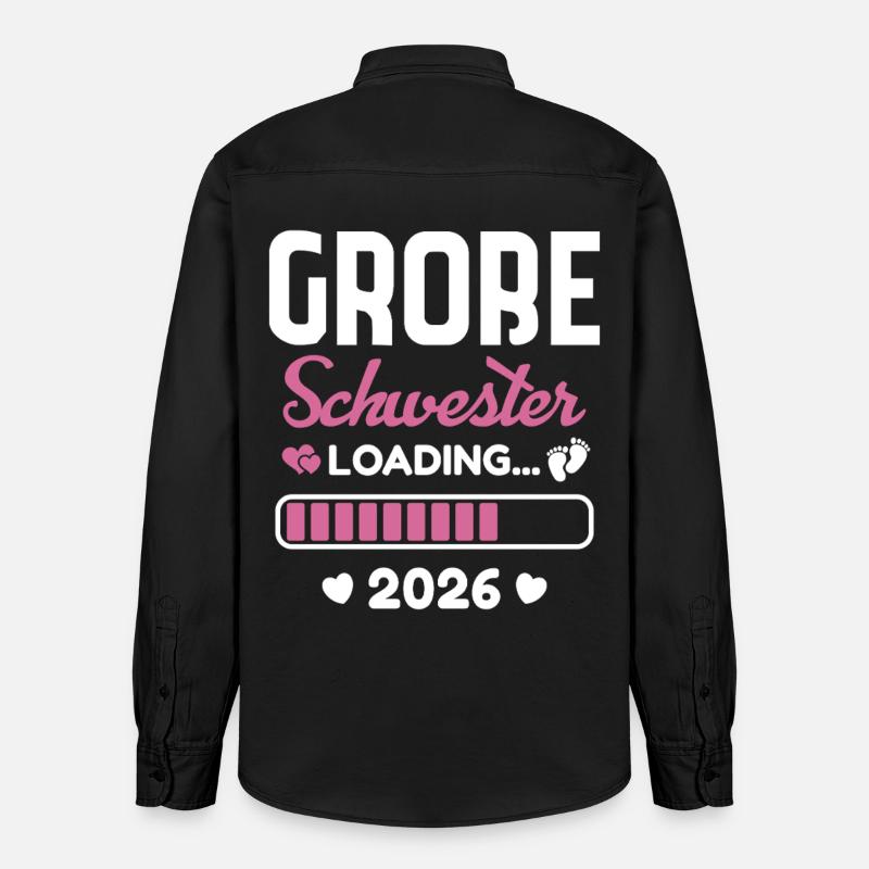 Große Schwester 2026 Loading - Relaxed Fit Unisex Organic Hemd von Stanley/Stella - washed Black