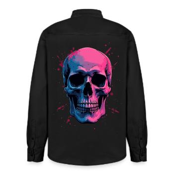Neon Skull - Relaxed Fit Unisex Organic Hemd von Stanley/Stella - washed Black - Hinten - AI Model Male 178 light (178cm)