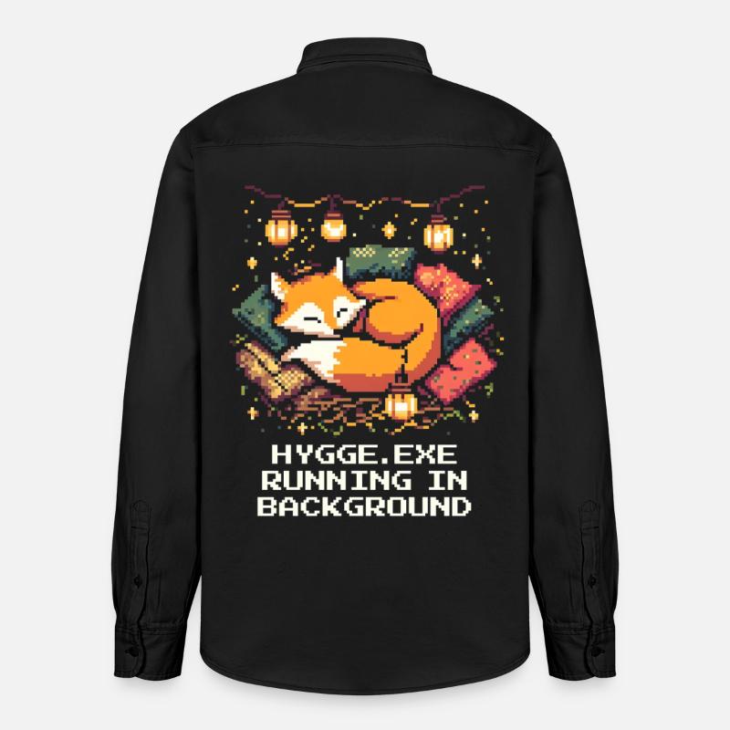 Hygge.exe s'exécute en arrière-plan - Chemise unisexe coupe décontractée bio Stanley/Stella - noir délavé