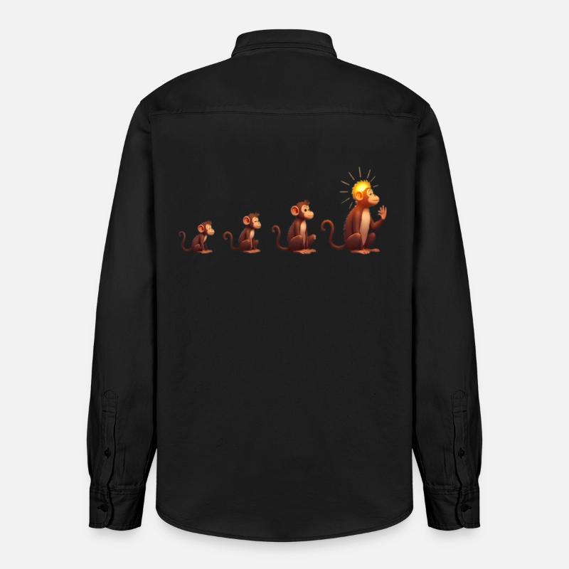 Évolution des singes à tête solaire - Chemise unisexe coupe décontractée bio Stanley/Stella - noir délavé