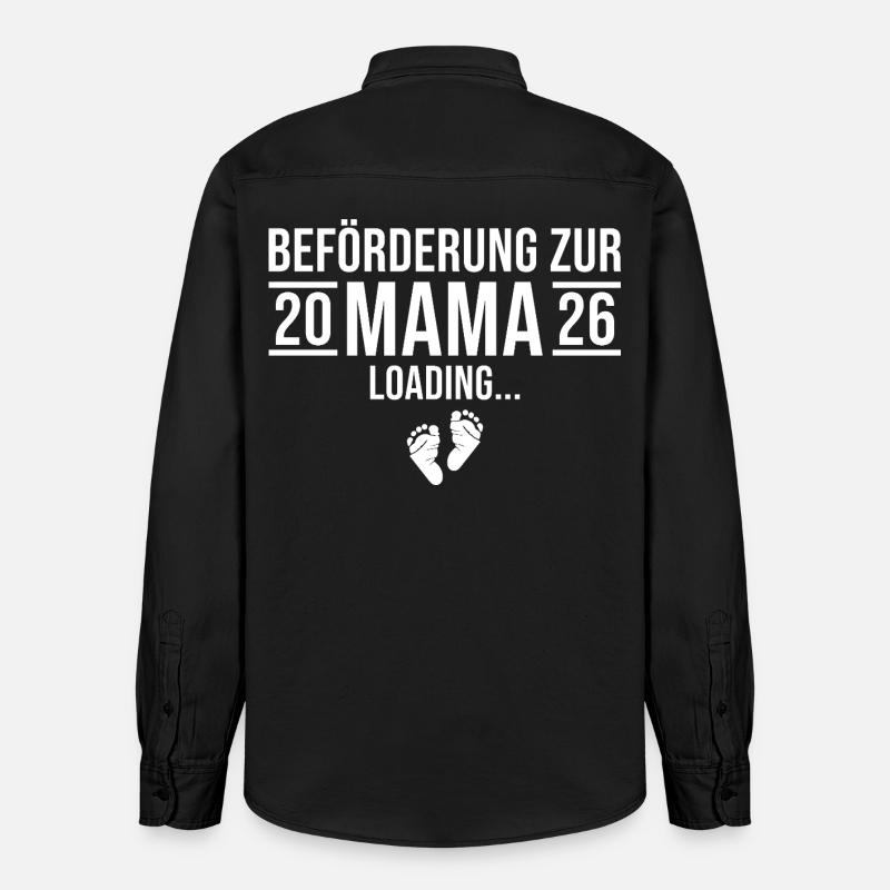Mama 2026 loading - Werdende Mutter - Relaxed Fit Unisex Organic Hemd von Stanley/Stella - washed Black