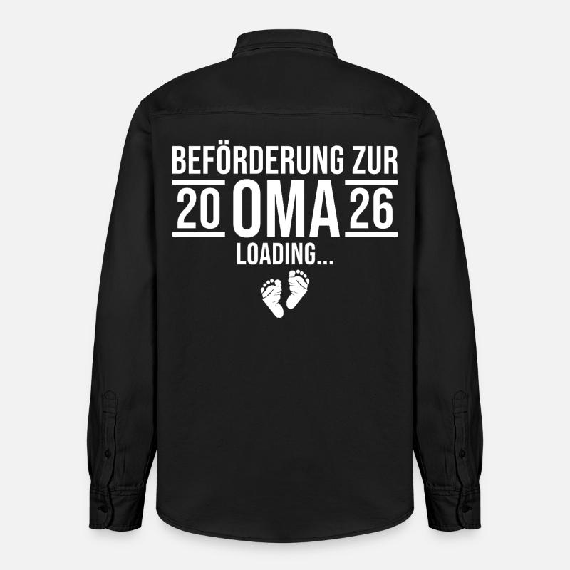 Oma 2026 loading - Werdende Großmutter - Relaxed Fit Unisex Organic Hemd von Stanley/Stella - washed Black