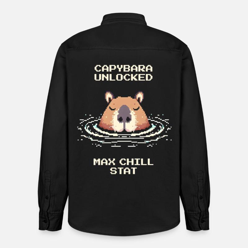 Capybara débloqué – Max Chill | Mème - Chemise unisexe coupe décontractée bio Stanley/Stella - noir délavé