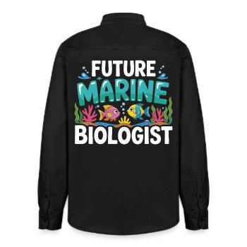 Future Marine Biologist with Fish - Relaxed Fit Unisex Organic Shirt by Stanley/Stella - washed black - Back - AI Model Male 178 light (178cm)