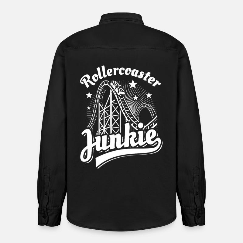 Rollercoaster Junkie - Roller Coaster - Loop - Relaxed Fit Unisex Organic Shirt by Stanley/Stella - washed black