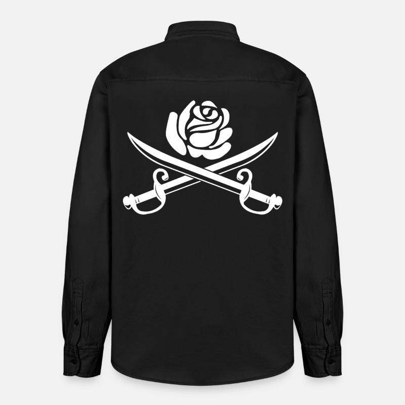 Fleur blanche et épées croisées - Chemise unisexe coupe décontractée bio Stanley/Stella - noir délavé