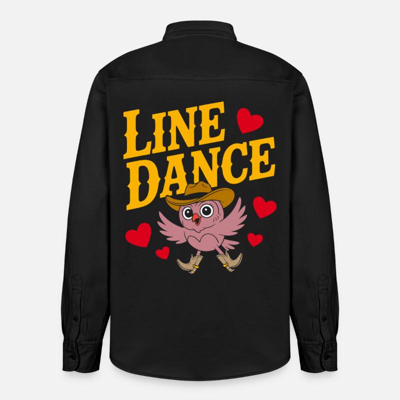 Linedance Eule mit Hut - Relaxed Fit Unisex Organic Hemd von Stanley/Stella - washed Black