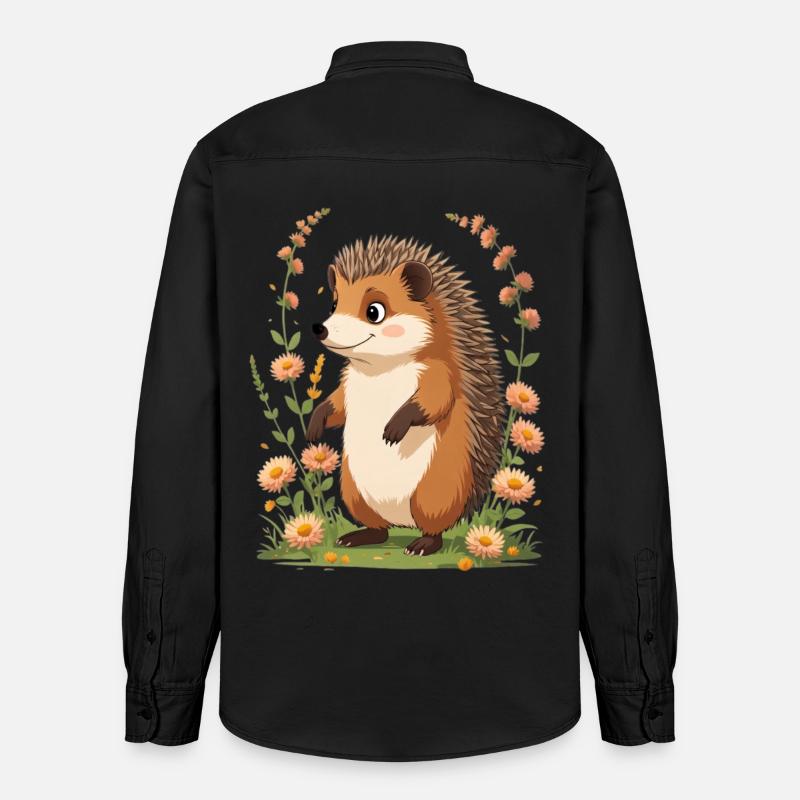 Hérisson mignon avec couronne de fleurs - Chemise unisexe coupe décontractée bio Stanley/Stella - noir délavé