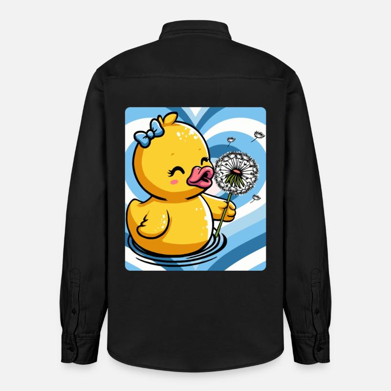 Breloque canard mignon avec pissenlit - Chemise unisexe coupe décontractée bio Stanley/Stella - noir délavé