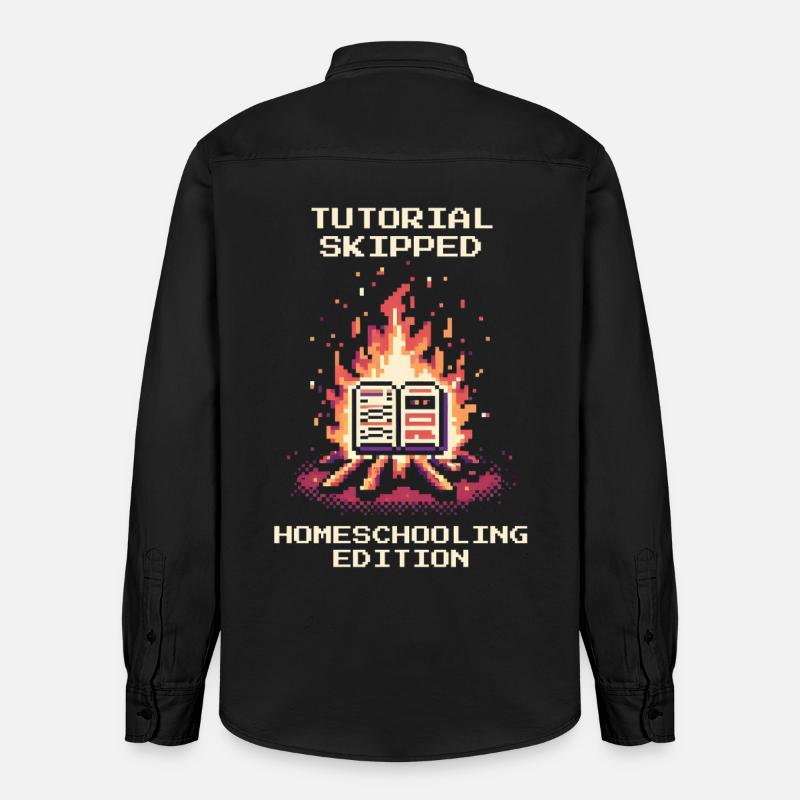 Tutorial übersprungen | Homeschooling Humor - Relaxed Fit Unisex Organic Hemd von Stanley/Stella - washed Black