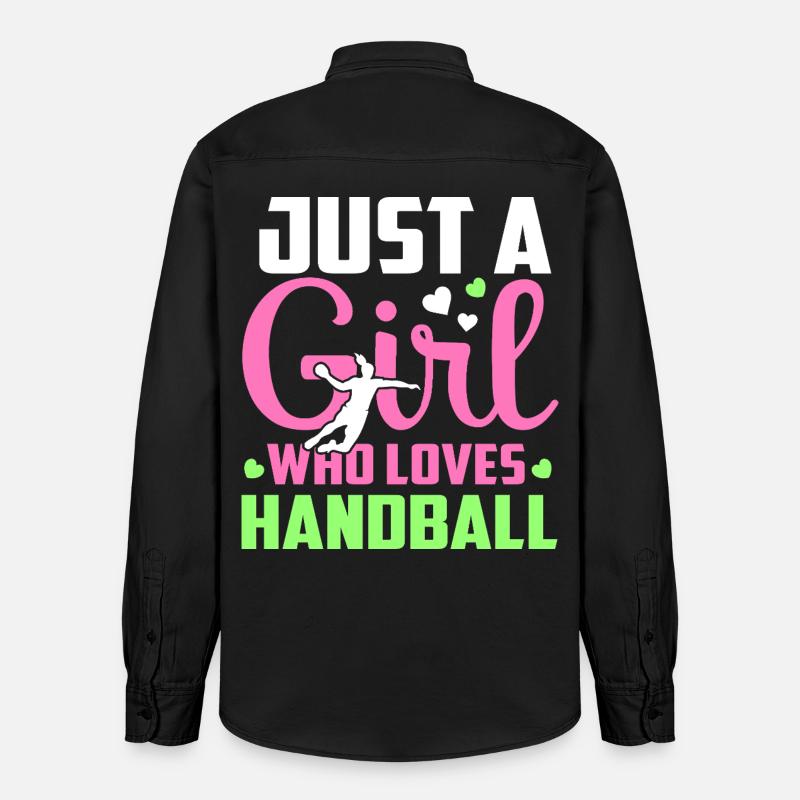 einfach ein Mädchen, das Handball liebt - Relaxed Fit Unisex Organic Hemd von Stanley/Stella - washed Black