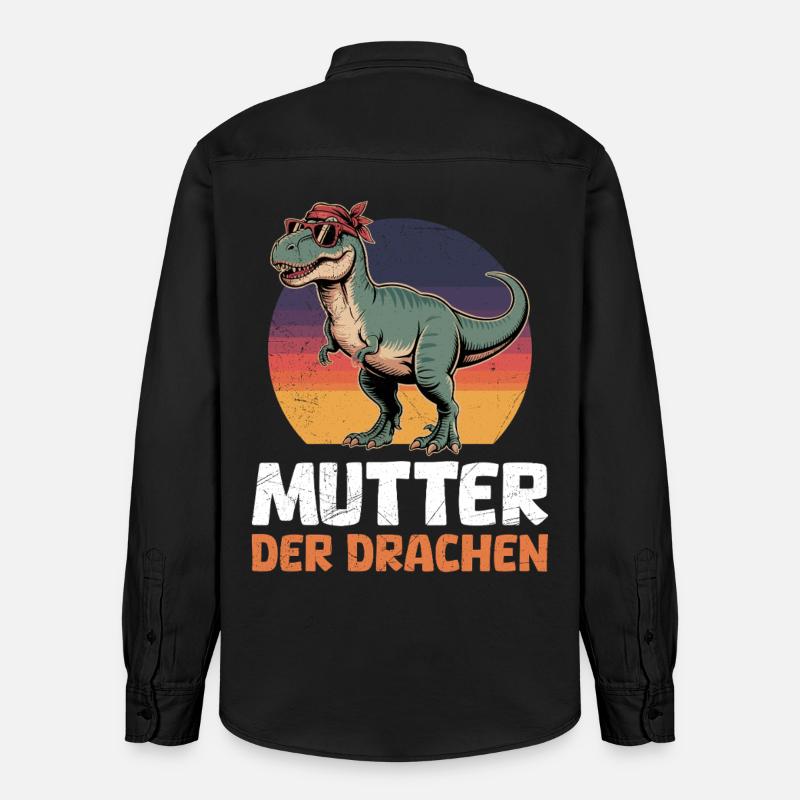 Werdende Mama MUTTER DER DRACHEN Lustiges - Relaxed Fit Unisex Organic Hemd von Stanley/Stella - washed Black