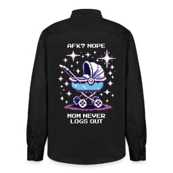 AFK? Mom never logs out | Gamer Mom, Parents - Relaxed Fit Unisex Organic Shirt by Stanley/Stella - washed black - Back - AI Model Male 178 light (178cm)
