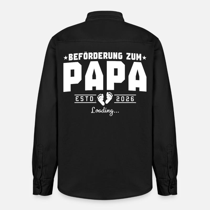 Papa 2026 loading Werdender Vater - Relaxed Fit Unisex Organic Hemd von Stanley/Stella - washed Black