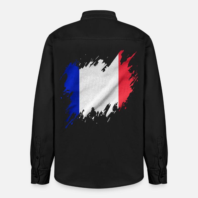 Drapeau français, style déchiré - Chemise unisexe coupe décontractée bio Stanley/Stella - noir délavé
