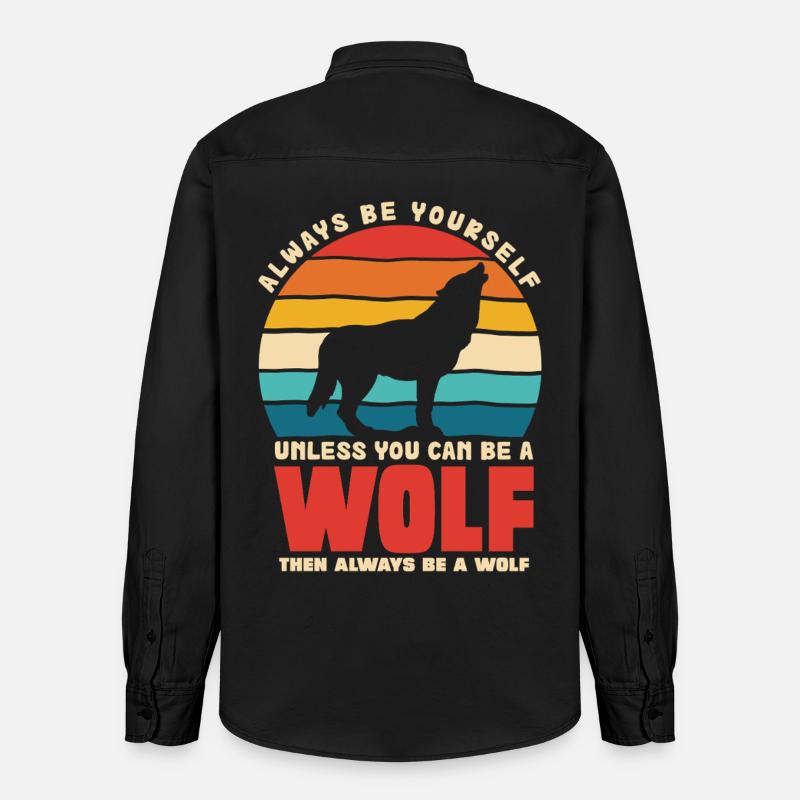 Wolfsruf: Sei Immer Du Selbst - Relaxed Fit Unisex Organic Hemd von Stanley/Stella - washed Black