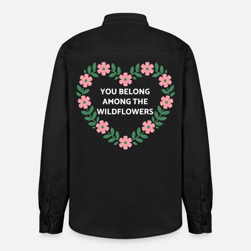 Message de cœur de fleur sauvage - Chemise unisexe coupe décontractée bio Stanley/Stella - noir délavé