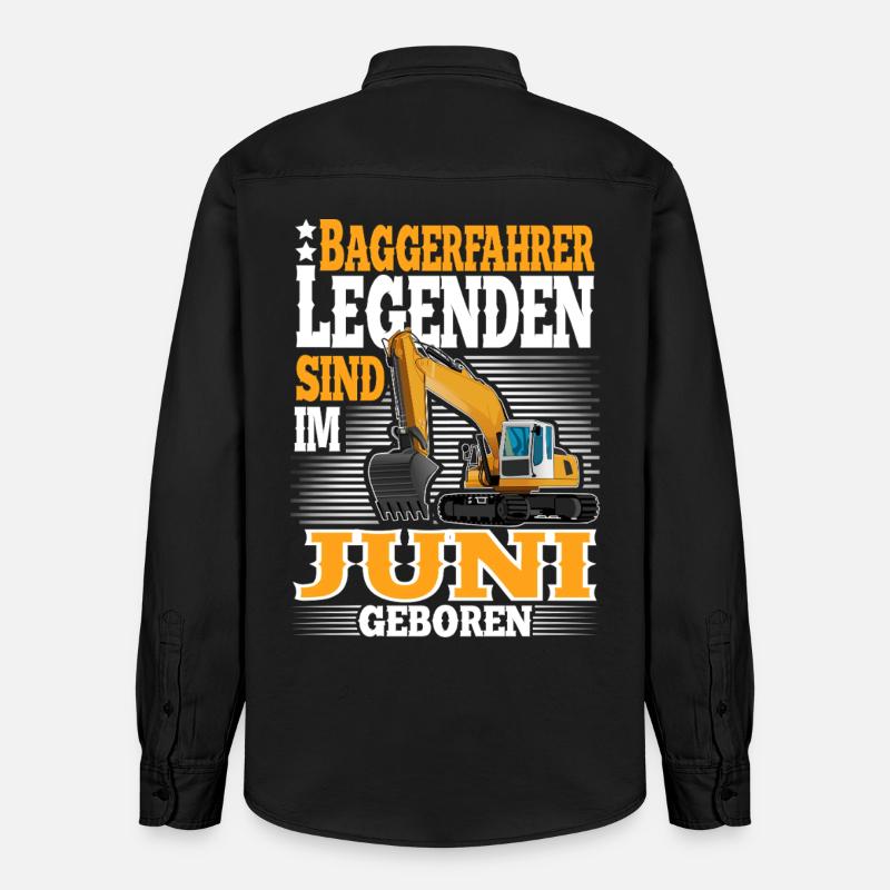 Baggerfahrer Geburtstag Juni - Relaxed Fit Unisex Organic Hemd von Stanley/Stella - washed Black