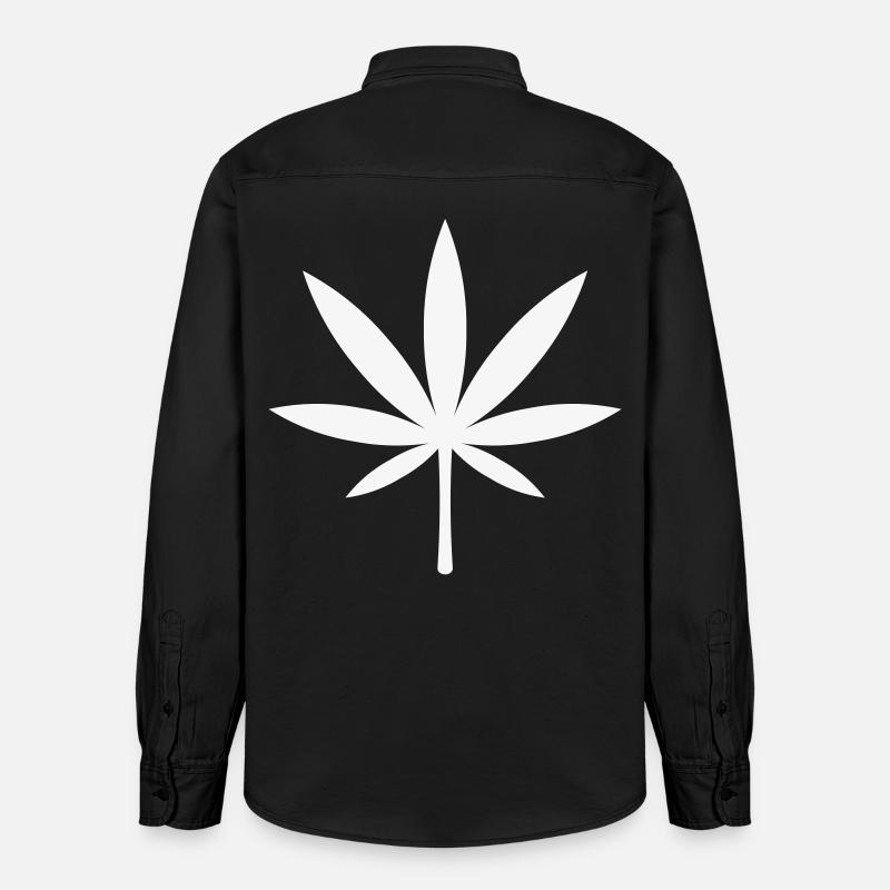 Cannabis / Marihuana / Hanfblatt (White) - Relaxed Fit Unisex Organic Hemd von Stanley/Stella - washed Black