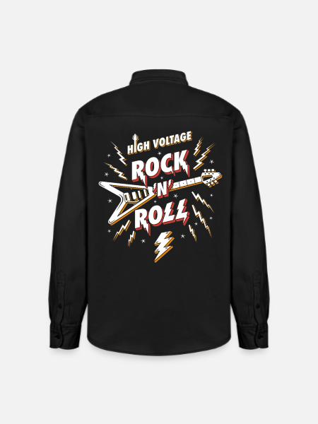 Hochspannungs-Rock'n'Roll-Gitarre - Relaxed Fit Unisex Organic Hemd von Stanley/Stella - washed Black