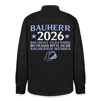 Constructeur 2026 Je ne suis pas responsable - construction de maison - Chemise unisexe coupe décontractée bio Stanley/Stella - noir délavé - Dos - AI Model Male 178 light (178cm)