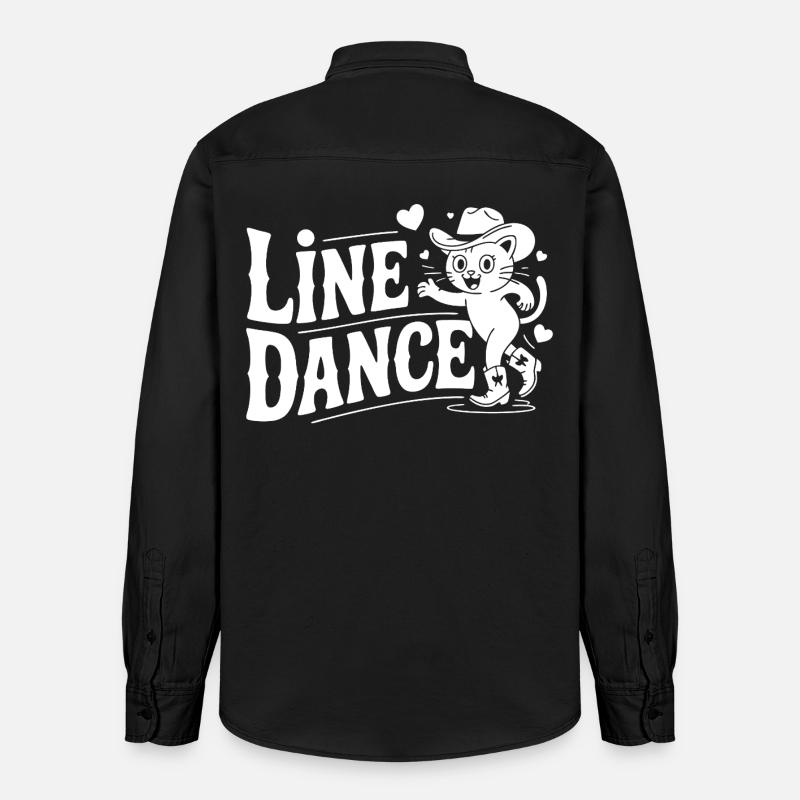 Line Dance Katze Silhouette - Relaxed Fit Unisex Organic Hemd von Stanley/Stella - washed Black