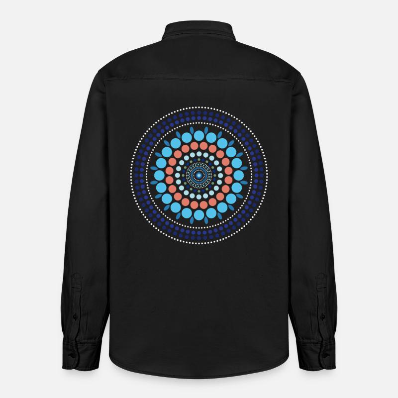 Blue Gradient Dot Mandala - Relaxed Fit Unisex Organic Hemd von Stanley/Stella - washed Black