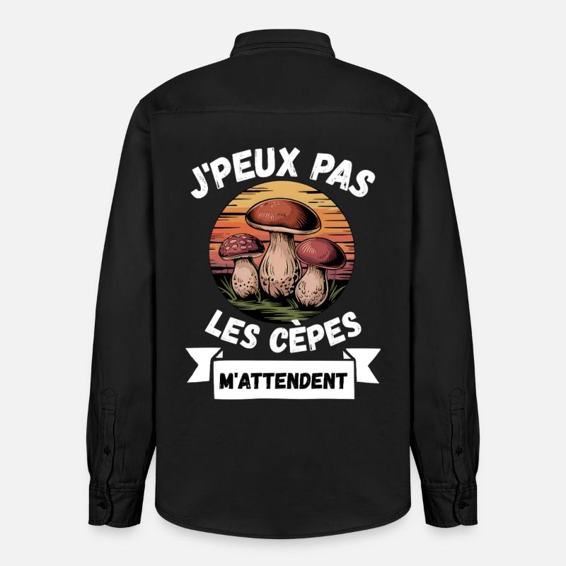 j'peux pas les cèpes m'attendent - Chemise unisexe coupe décontractée bio Stanley/Stella - noir délavé
