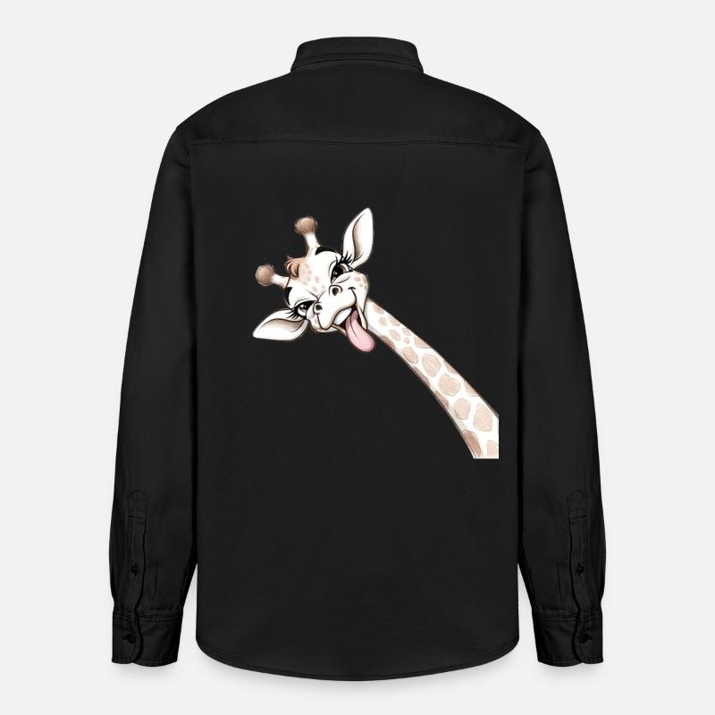 Girafe Joyeuse Langue Déployée - Chemise unisexe coupe décontractée bio Stanley/Stella - noir délavé