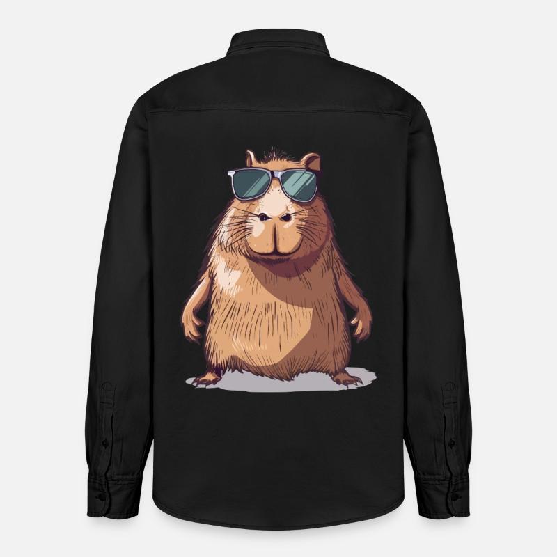 Comic de capybara décontracté avec lunettes de soleil - Chemise unisexe coupe décontractée bio Stanley/Stella - noir délavé