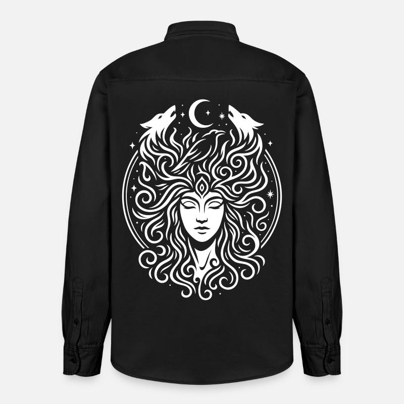 Rauhnächte Lichtpercht avec Direwolves & Moon - Chemise unisexe coupe décontractée bio Stanley/Stella - noir délavé