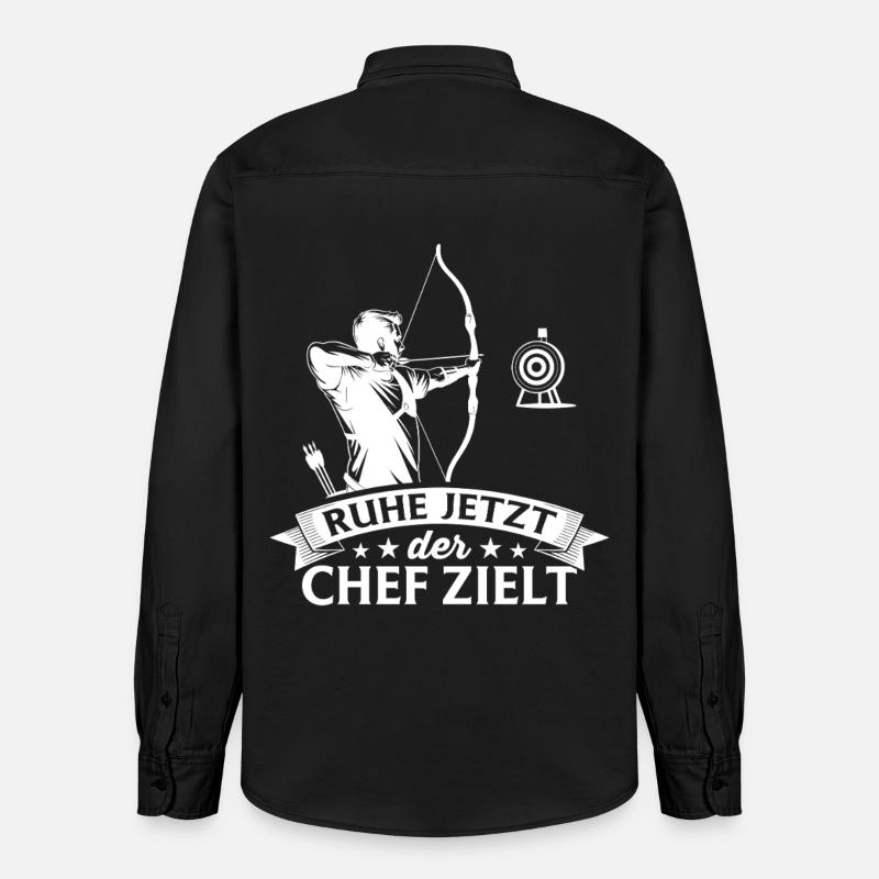 Bogenschießen der Chef zielt - Bogenschütze - Chemise unisexe coupe décontractée bio Stanley/Stella - noir délavé
