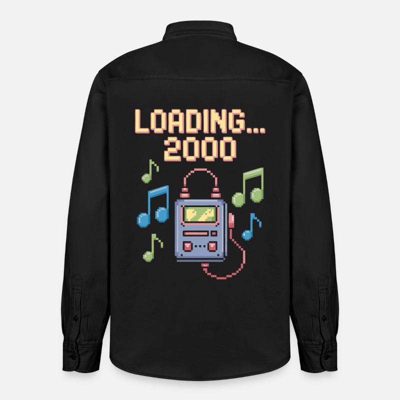 Retro Pixel Design – Loading 2000 - Relaxed Fit Unisex Organic Hemd von Stanley/Stella - washed Black