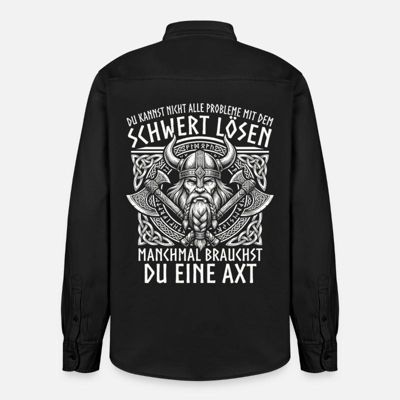 Comic Wikinger: Der tapfere Krieger - Relaxed Fit Unisex Organic Hemd von Stanley/Stella - washed Black