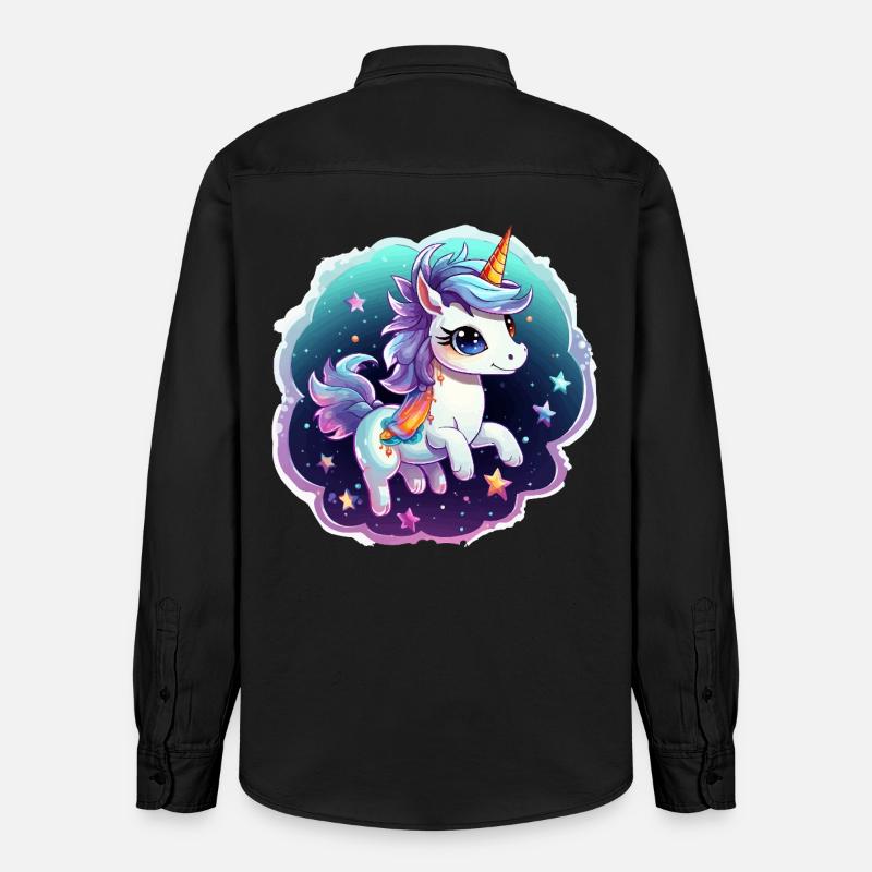 Kosmisches Einhorn mit Schal - Relaxed Fit Unisex Organic Hemd von Stanley/Stella - washed Black