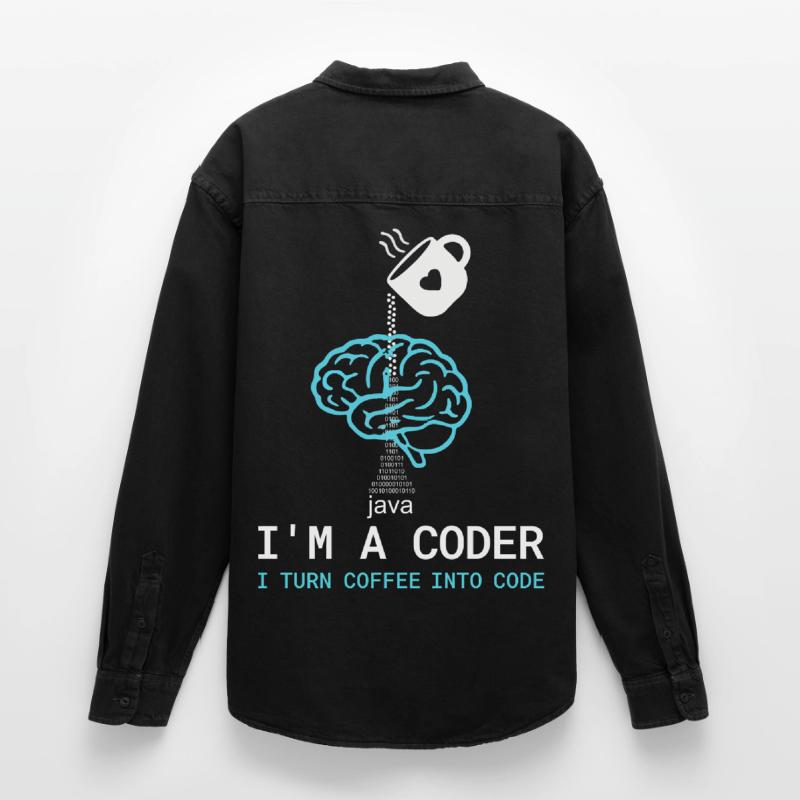 T-shirt Coder : Du café dans le code – Nerdy Programmie Chemise unisexe coupe décontractée bio Stanley/Stella